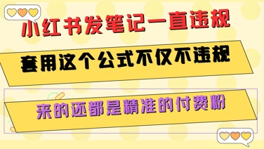 小红书发笔记一直违规，套用这个公式不仅不违规，来的还都是精准的付费粉白米粥资源网-汇集全网副业资源白米粥资源网
