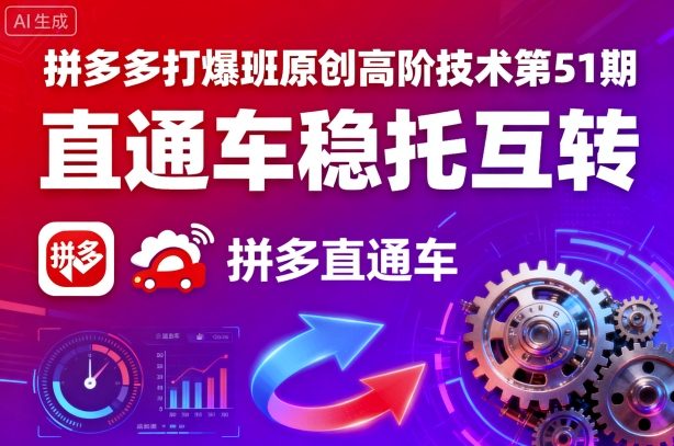 拼多多打爆班原创高阶技术第51期，直通车稳托互转白米粥资源网-汇集全网副业资源白米粥资源网