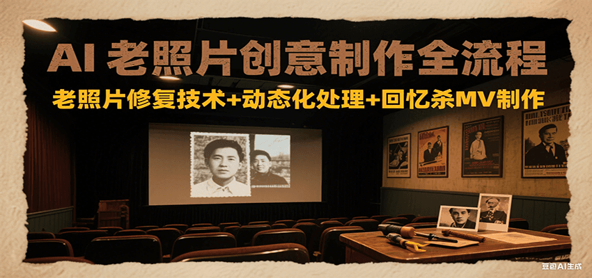 AI老照片创意制作全流程：老照片修复技术+动态化处理+回忆杀MV制作白米粥资源网-汇集全网副业资源白米粥资源网