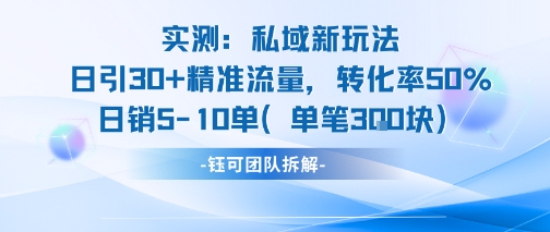 实测私域新玩法日引30加精准流量转化率50%日销5-10单每笔3张白米粥资源网-汇集全网副业资源白米粥资源网