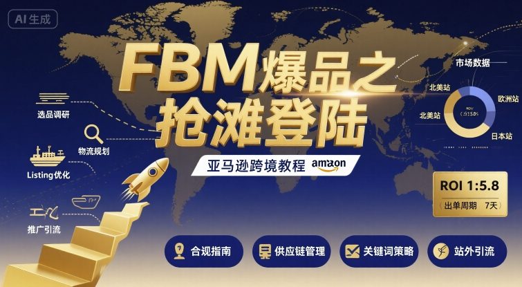 FBM爆品之抢滩登陆-亚马逊跨境教程白米粥资源网-汇集全网副业资源白米粥资源网
