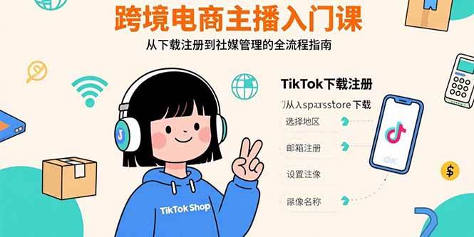 （15708期）跨境电商主播入门课，TikTok下载注册，支付工具配置，社媒账号管理全流程白米粥资源网-汇集全网副业资源白米粥资源网