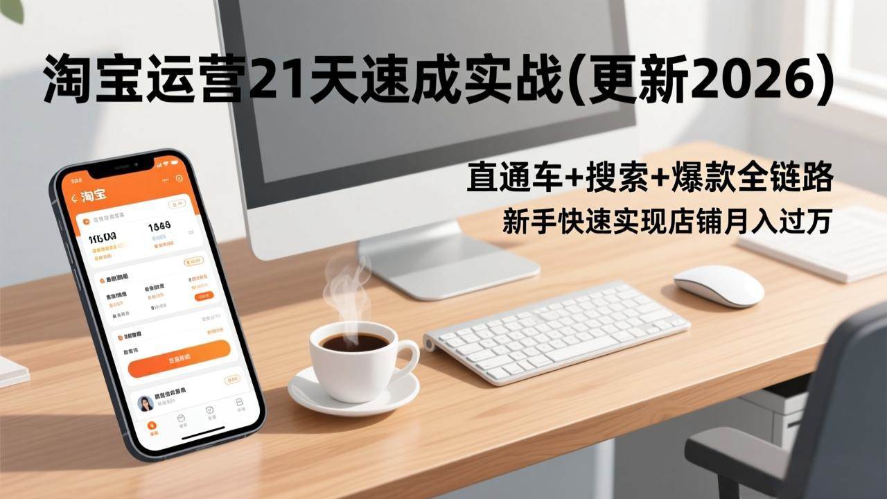(17201期)淘宝运营21天速成实战(更新2026),直通车+搜索+爆款全链路,新手快速实现店铺月入过万白米粥资源网-汇集全网副业资源白米粥资源网