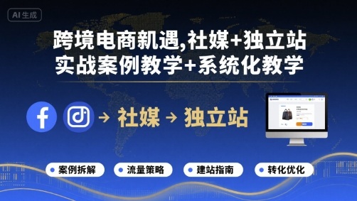 跨境电商新机遇，社媒+独立站，实战案例教学+系统化教学白米粥资源网-汇集全网副业资源白米粥资源网