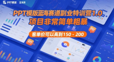 PPT模版蓝海赛道副业特训营1.0，项目非常简单粗暴，客单价可以高到150-200白米粥资源网-汇集全网副业资源白米粥资源网