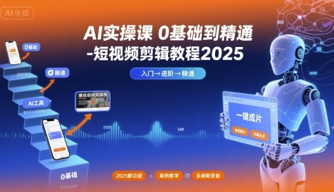 AI实操课0基础到精通-短视频剪辑教程2025白米粥资源网-汇集全网副业资源白米粥资源网