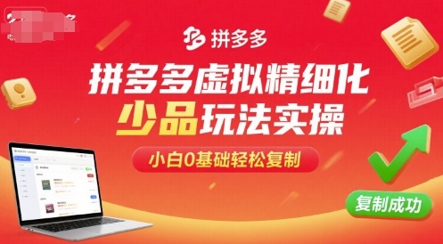 拼多多虚拟精细化少品玩法实操，小白0基础轻松复制白米粥资源网-汇集全网副业资源白米粥资源网