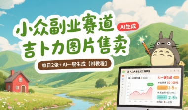 小众副业赛道 吉卜力图片售卖 单日2张+ AI一键生成【附教程】白米粥资源网-汇集全网副业资源白米粥资源网