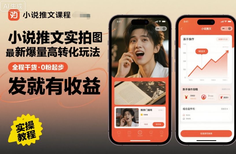 小说推文实拍双图文最新爆量高转化玩法，全程干货，0粉起步，发就有收益白米粥资源网-汇集全网副业资源白米粥资源网