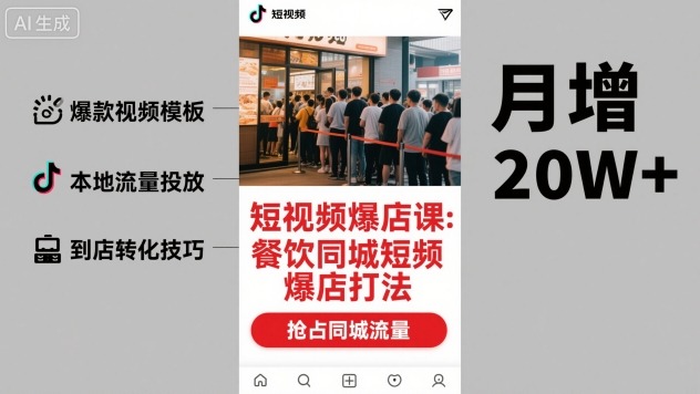 短视频爆店课，餐饮同城短视频爆店打法白米粥资源网-汇集全网副业资源白米粥资源网