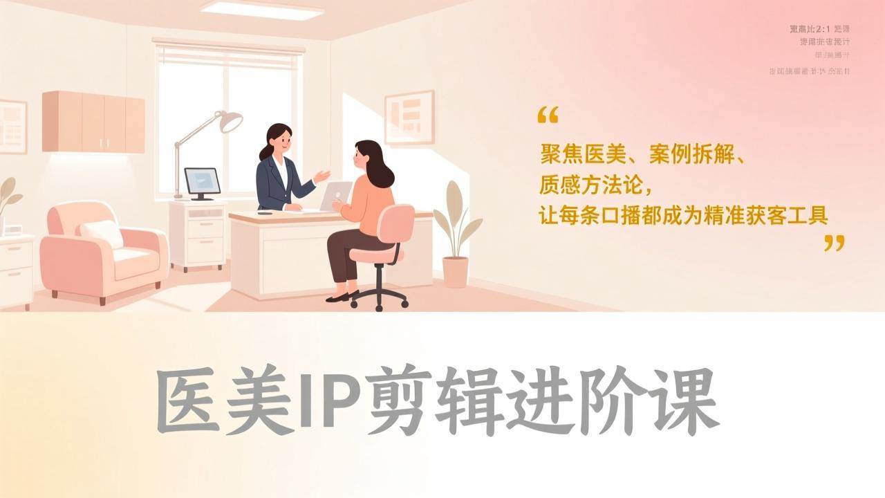（17303期）医美IP剪辑进阶课，聚焦医美、案例拆解、质感方法论，让每条口播都成为精准获客工具白米粥资源网-汇集全网副业资源白米粥资源网