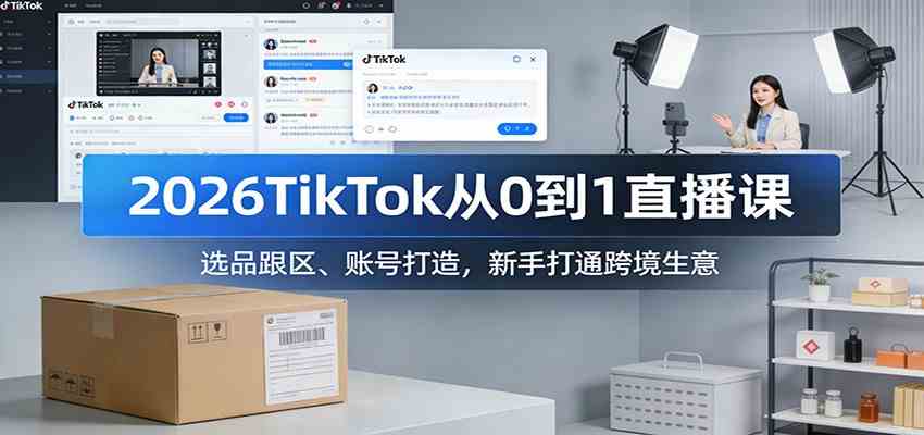 2026TikTok从0到1直播课：选品跟区、账号打造，新手打通跨境生意白米粥资源网-汇集全网副业资源白米粥资源网