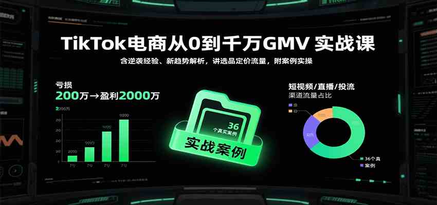 TikTok电商从0到千万GMV实战课，含逆袭经验、新趋势解析，讲选品定价流量等（更新）白米粥资源网-汇集全网副业资源白米粥资源网