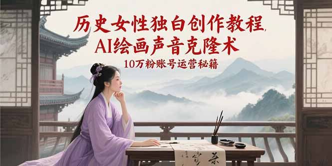 （15186期）历史女性独白创作教程，AI绘画声音克隆术，10万粉账号运营秘籍白米粥资源网-汇集全网副业资源白米粥资源网