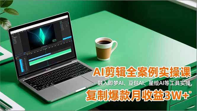 (16770期)AI剪辑全案例实操课,融入即梦AI、豆包AI、星绘AI等工具实操,复制爆款月收益3W+白米粥资源网-汇集全网副业资源白米粥资源网