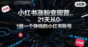 小红书涨粉变现营，21天从0-1做一个挣钱的小红书账号白米粥资源网-汇集全网副业资源白米粥资源网