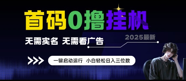 首码0撸挂G项目，无需实名无需看广告 一键启动运行，小白轻松日入三位数【揭秘】白米粥资源网-汇集全网副业资源白米粥资源网