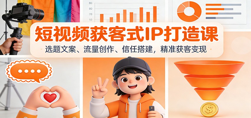短视频获客式IP打造课：选题文案、流量创作、信任搭建，精准获客变现白米粥资源网-汇集全网副业资源白米粥资源网
