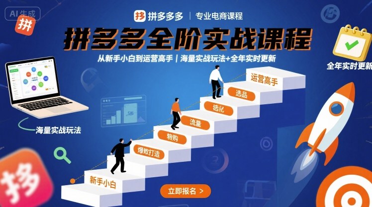 拼多多全阶实战课程，从新手小白到运营高手，海量实战玩法+全年实时更新【2025年9月更新】白米粥资源网-汇集全网副业资源白米粥资源网