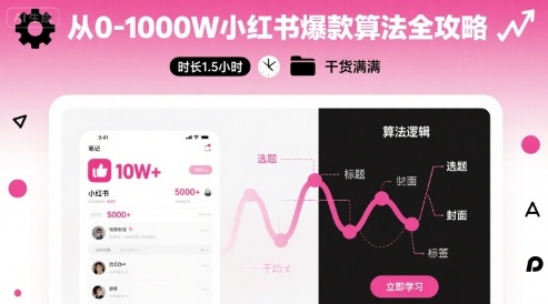 从0-1000W小红书爆款算法全攻略，时长1.5小时，干货满满白米粥资源网-汇集全网副业资源白米粥资源网