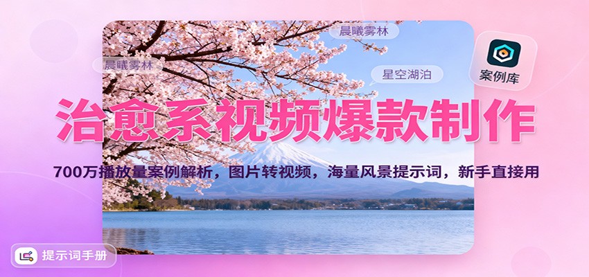 治愈系视频爆款制作，700万播放量案例解析，图片转视频，海量风景提示词，新手直接用白米粥资源网-汇集全网副业资源白米粥资源网