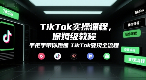 TikTok实操课程，保姆级教程，手把手带你跑通TikTok变现全流程白米粥资源网-汇集全网副业资源白米粥资源网