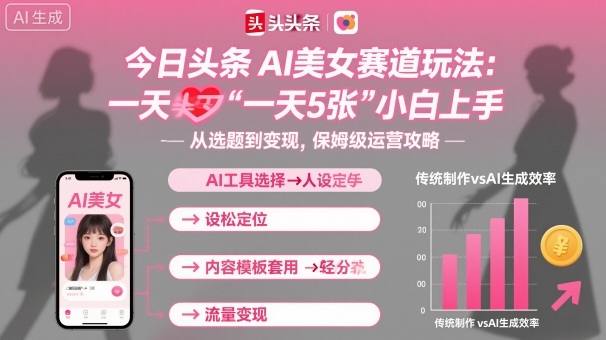 今日头条AI美女赛道玩法，一天轻松5张，小白轻松上手白米粥资源网-汇集全网副业资源白米粥资源网