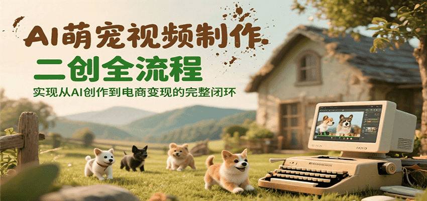 AI萌宠视频制作二创全流程，实现从AI创作到电商变现的完整闭环白米粥资源网-汇集全网副业资源白米粥资源网