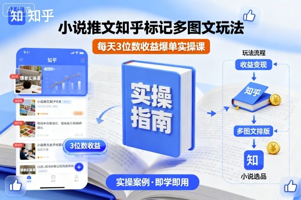 小说推文知乎标记多图文玩法，每天3位数收益爆单实操课白米粥资源网-汇集全网副业资源白米粥资源网