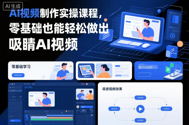 AI视频制作实操课程，零基础也能轻松做出吸睛AI视频白米粥资源网-汇集全网副业资源白米粥资源网