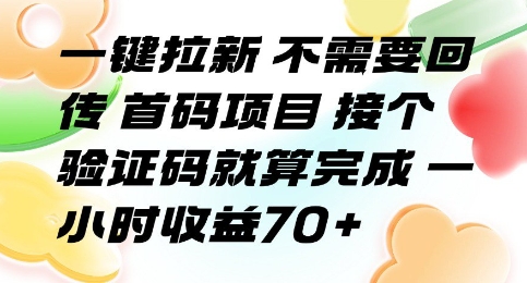一键拉新 不需要回传 首码项目 接个验证码就算完成 一小时收益70+【揭秘】白米粥资源网-汇集全网副业资源白米粥资源网