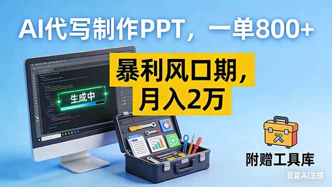 （16967期）AI代写制作PPT，一单800+， 暴利风口期，月入2万【附工具】白米粥资源网-汇集全网副业资源白米粥资源网