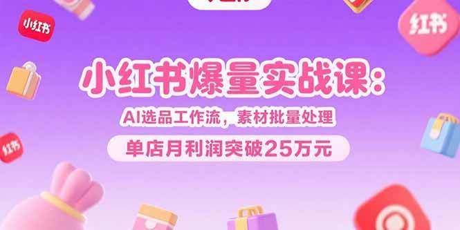 （15462期）小红书爆量实战课：AI选品工作流，素材批量处理，单店月利润突破25万元白米粥资源网-汇集全网副业资源白米粥资源网