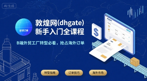 敦煌网(dhgate)新手入门全课程，B端外贸工厂转型必看，抢占海外订单白米粥资源网-汇集全网副业资源白米粥资源网