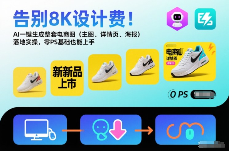 告别8K设计费！AI一键生成整套电商图（主图、详情页、海报）落地实操，零PS基础也能上手白米粥资源网-汇集全网副业资源白米粥资源网
