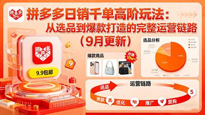 （16100期）拼多多日销千单高阶玩法：从选品到爆款打造的完整运营链路（9月更新）白米粥资源网-汇集全网副业资源白米粥资源网