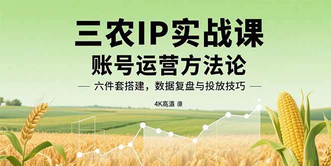 （15864期）三农IP实战课：账号运营方法论，六件套搭建，数据复盘与投放技巧白米粥资源网-汇集全网副业资源白米粥资源网