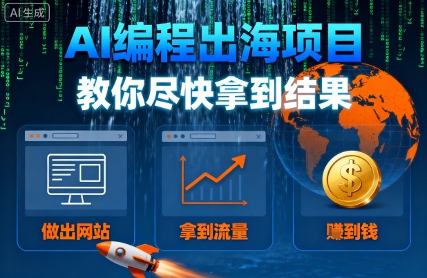 AI编程出海项目，教你尽快拿到结果-做出网站、拿到流量、賺到钱白米粥资源网-汇集全网副业资源白米粥资源网
