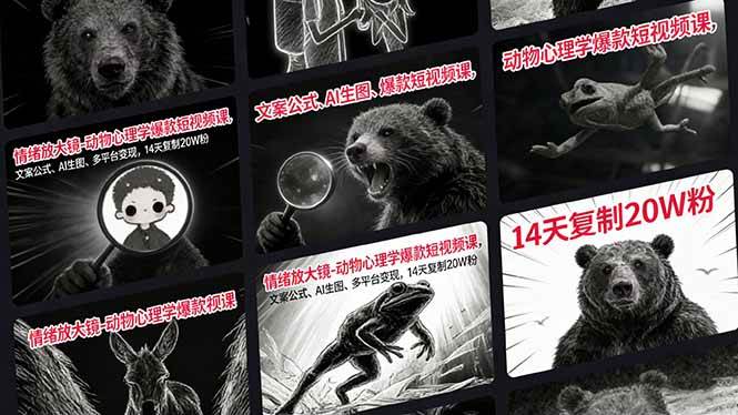 （17376期）情绪放大镜-动物心理学爆款短视频课，文案公式、AI生图、多平台变现，14天复制20W粉白米粥资源网-汇集全网副业资源白米粥资源网