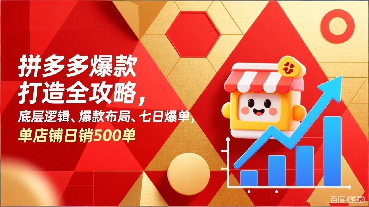 （17346期）拼多多爆款打造全攻略，底层逻辑、爆款布局、七日爆单，单店铺日销500单白米粥资源网-汇集全网副业资源白米粥资源网