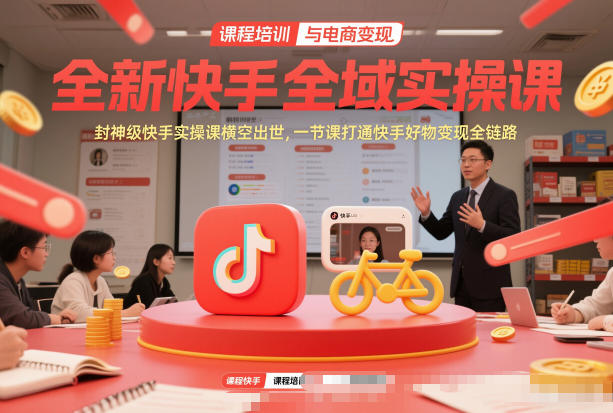 全新快手全域实操课，封神级快手实操课横空出世，一节课打通快手好物变现全链路白米粥资源网-汇集全网副业资源白米粥资源网