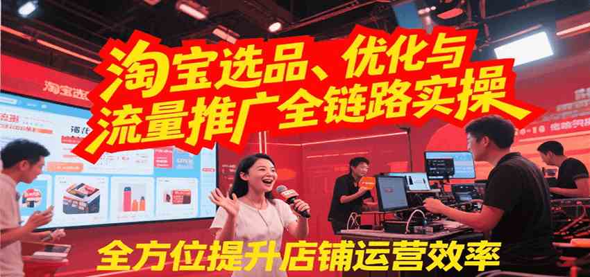 淘宝选品、优化与流量推广全链路实操，全面提升店铺运营效率白米粥资源网-汇集全网副业资源白米粥资源网