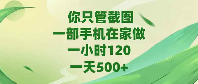 （15039期）你只管截图，一部手机在家做，一小时120，-天500+白米粥资源网-汇集全网副业资源白米粥资源网