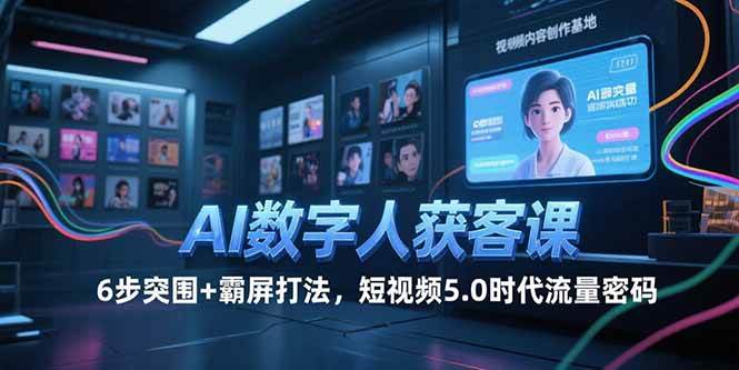 （15247期）AI数字人获客课，6步突围+霸屏打法，短视频5.0时代流量密码白米粥资源网-汇集全网副业资源白米粥资源网