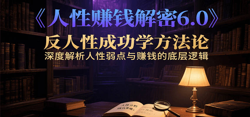 人性赚钱解密6.0，反人性成功学方法论，深度解析人性弱点与赚钱的底层逻辑白米粥资源网-汇集全网副业资源白米粥资源网