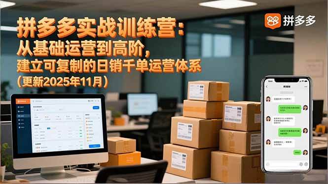 （16700期）拼多多实战训练营：从基础运营到高阶，建立可复制的日销千单运营体系（更新11月）白米粥资源网-汇集全网副业资源白米粥资源网