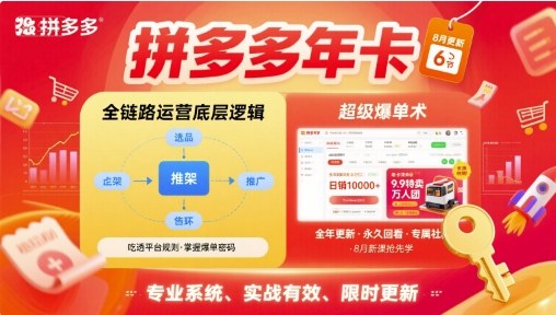 拼多多年卡，拼多多全链路运营底层逻辑，超级爆单术【更新26年1月】白米粥资源网-汇集全网副业资源白米粥资源网