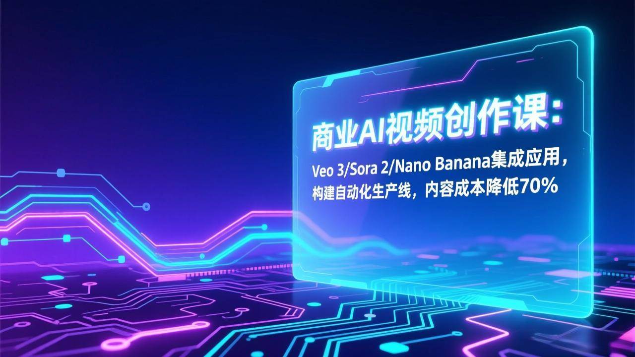 （17070期）商业AI视频创作课：Veo 3/Sora 2/Nano Banana集成应用，构建自动化生产线，内容成本降低70%白米粥资源网-汇集全网副业资源白米粥资源网