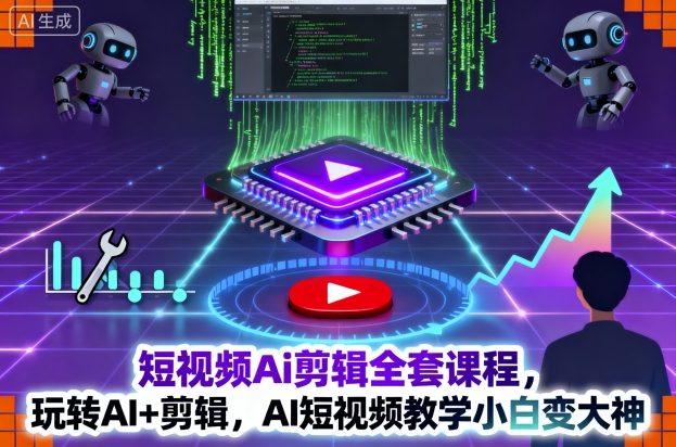 短视频Ai剪辑全套课程,玩转AI+剪辑,AI短视频教学小白变大神白米粥资源网-汇集全网副业资源白米粥资源网