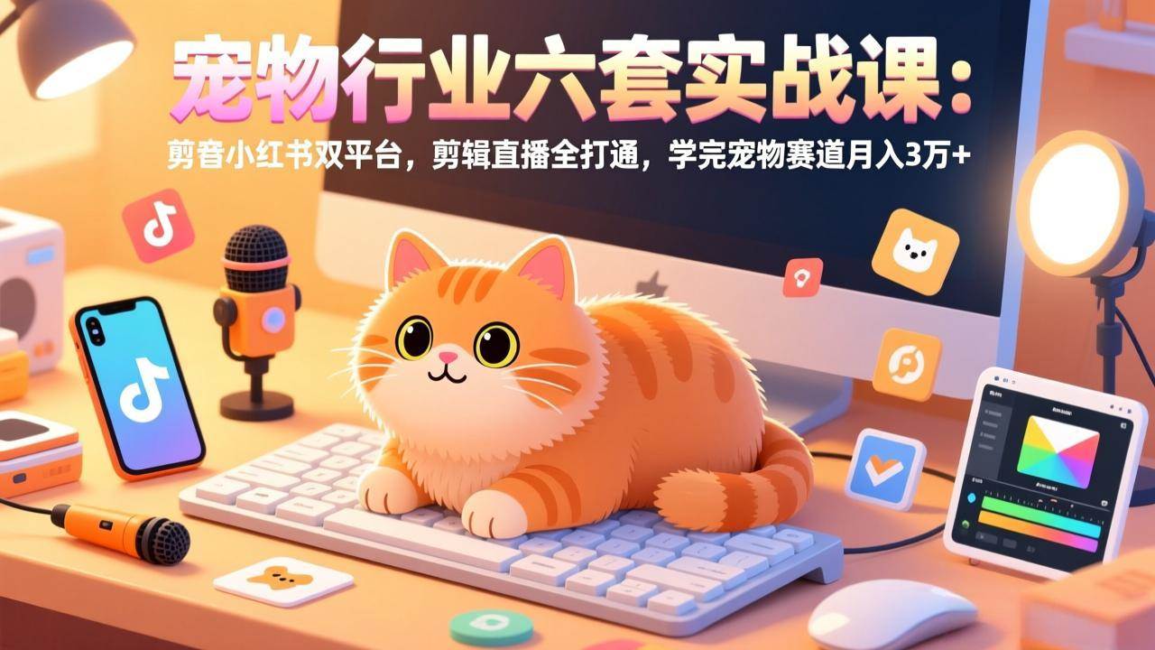 (17411期)宠物行业六套实战课:抖音小红书双平台,剪辑直播全打通,学完宠物赛道月入3万+白米粥资源网-汇集全网副业资源白米粥资源网